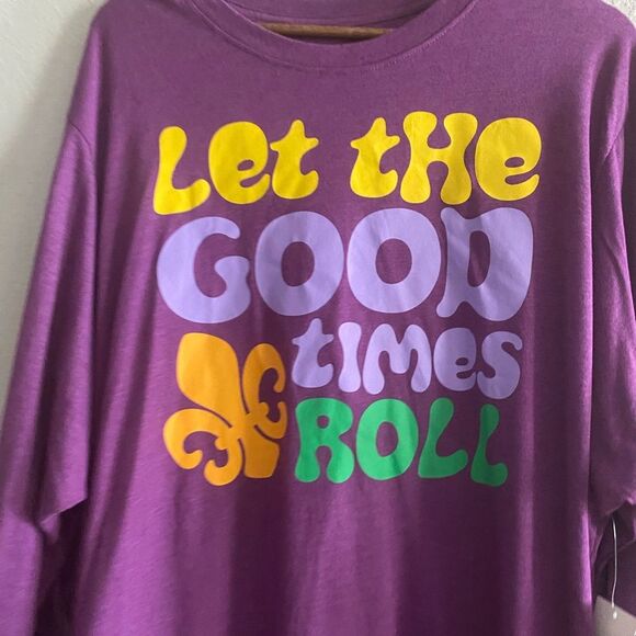Mardi Gras Collection NEW Men Long Sleeve Shirt Purple Heather T-shirt Size 3XL - Picture 3 of 4